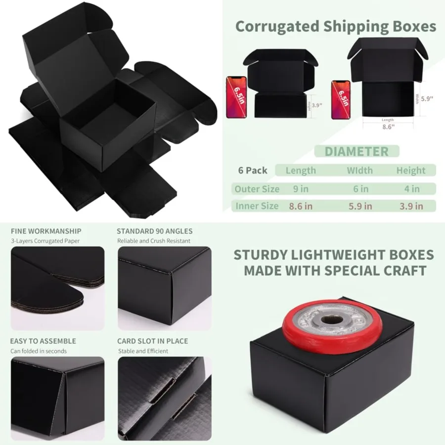 

6 Pack 9x6x4 Shipping Boxes, Small Cardboard Mailer Boxes for Small Business Shipping Packaging