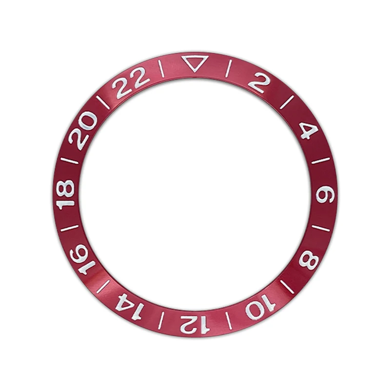 38 مللي متر x 30.6 مللي متر منحني ساعة ألومنيوم الحافة إدراج صالح ل NH35 NH36 SKX007 SKX009 GMT SUB ساعة حافظة 2-22 ساعة حلقة استبدال أجزاء #2