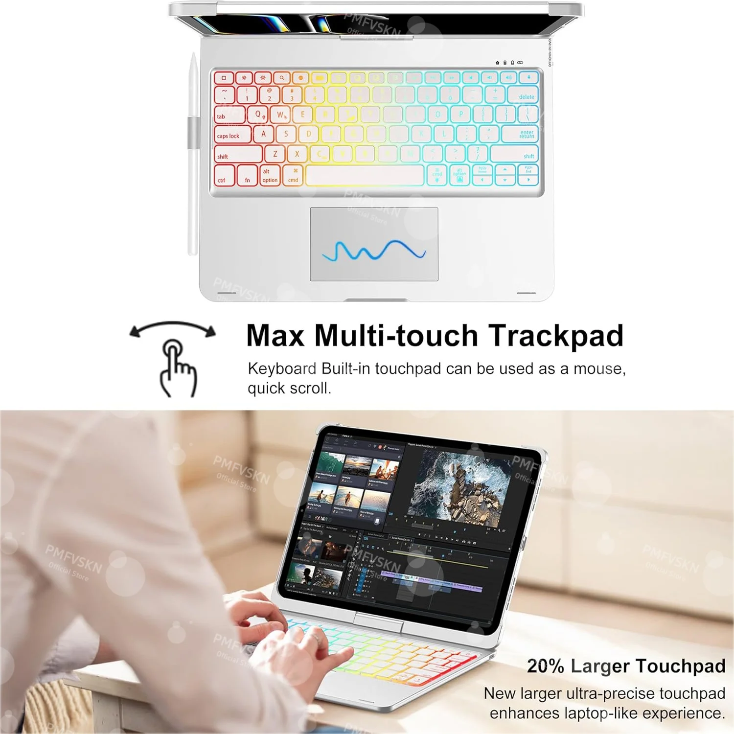 360° Magic Keyboard Case For iPad Air 11 13 M2 M3 2025 Air 4 5 10.9 For iPad Pro 11 12.9 13 10th Gen 11th A16 10.2 7/8/9th Folio 썸네일 6