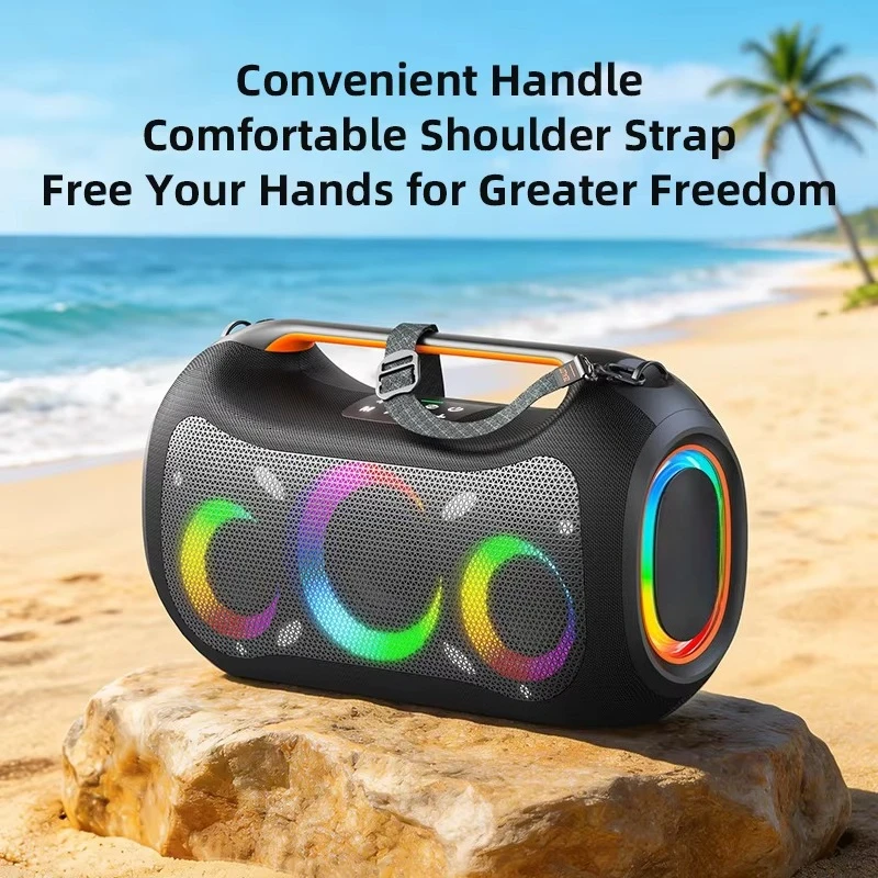 250W Portable Karaoke Speaker Dual Microphone RGB LED Light Waterproof For Home Theatre Outdoor