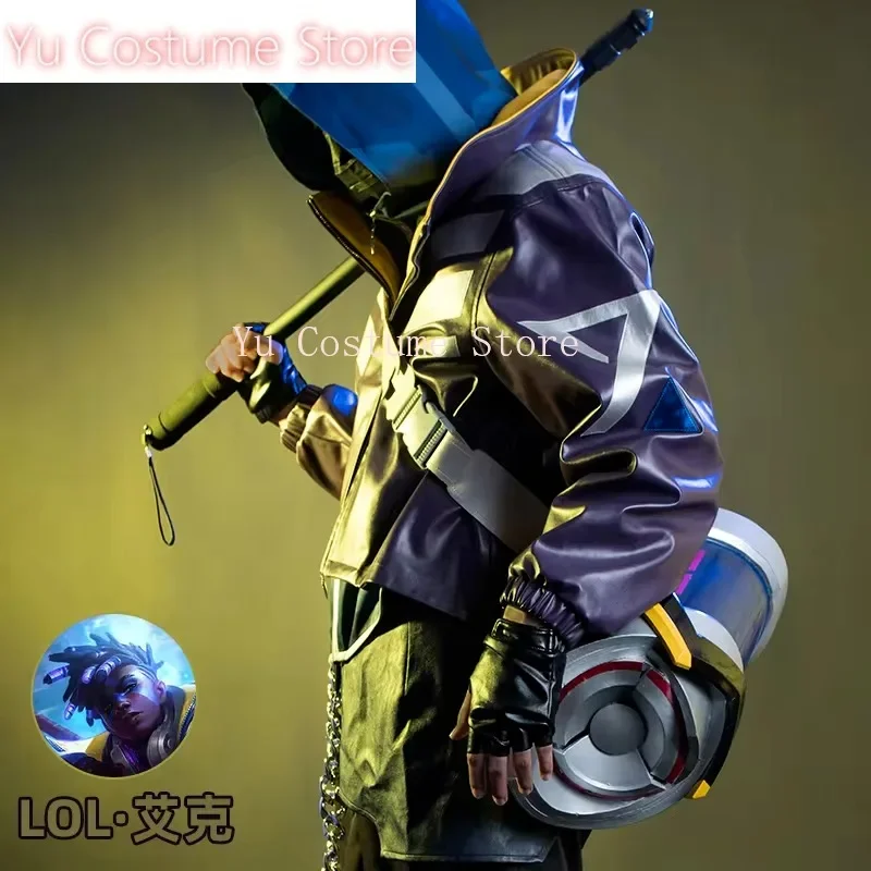 Yu Costume Anime Game LOL True Damage Ekko Fashion Uniform Cosplay Costume Halloween Carnival Party Outfit Casual Clothing Men