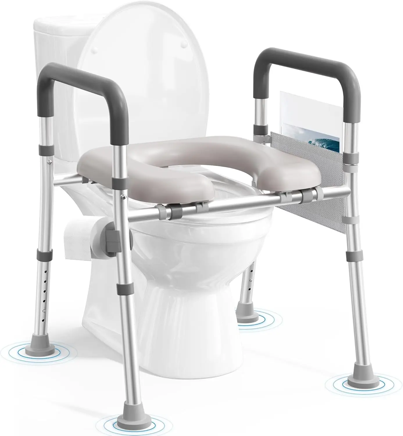 

Adjustable Raised Toilet Seat with Handles for Seniors, Fits Any Toilet, Supports 400lbs