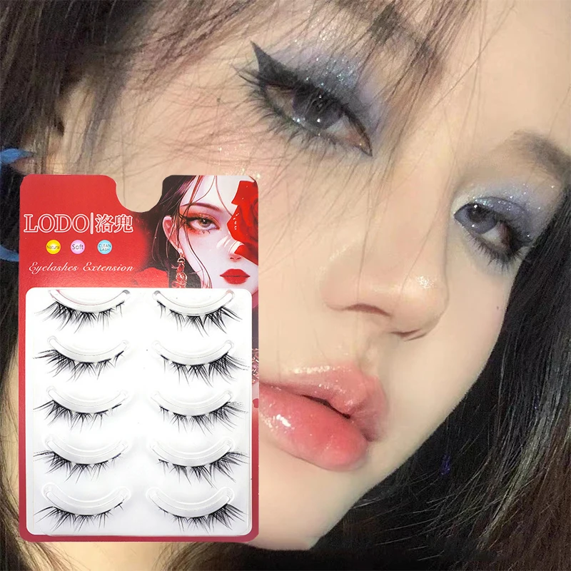 5 Pairs 3D Natural False EyeLashes Cat Eye Eyelashes Fluffy Soft Cross Manga Eyelashes Extension Winged End Eye Elong Lashes New