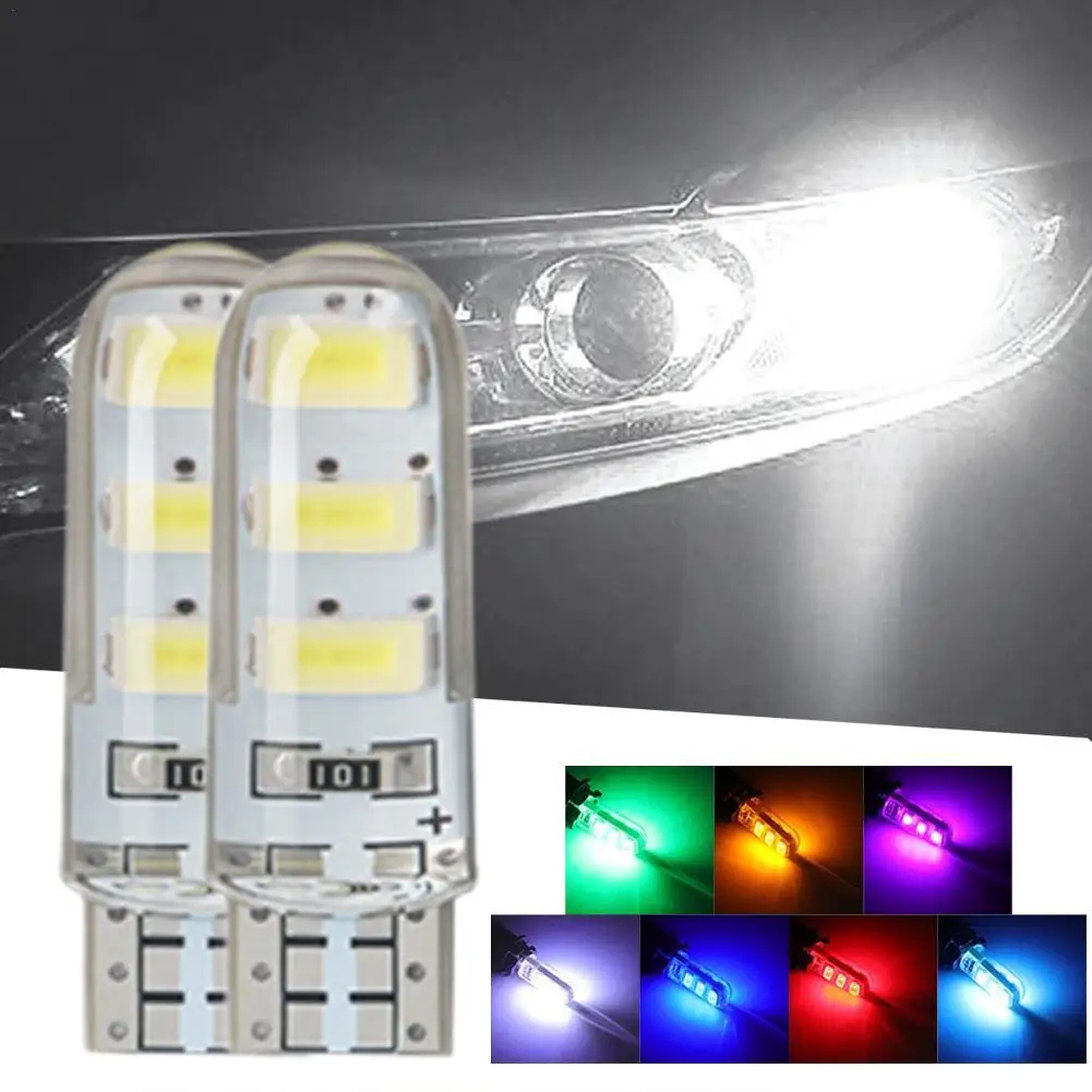 2PCS T10 W5W Strobe Super Bright Led Bulbs Flashing Brake Taillight Position Light Directional Light Blue Yellow Red 12V White