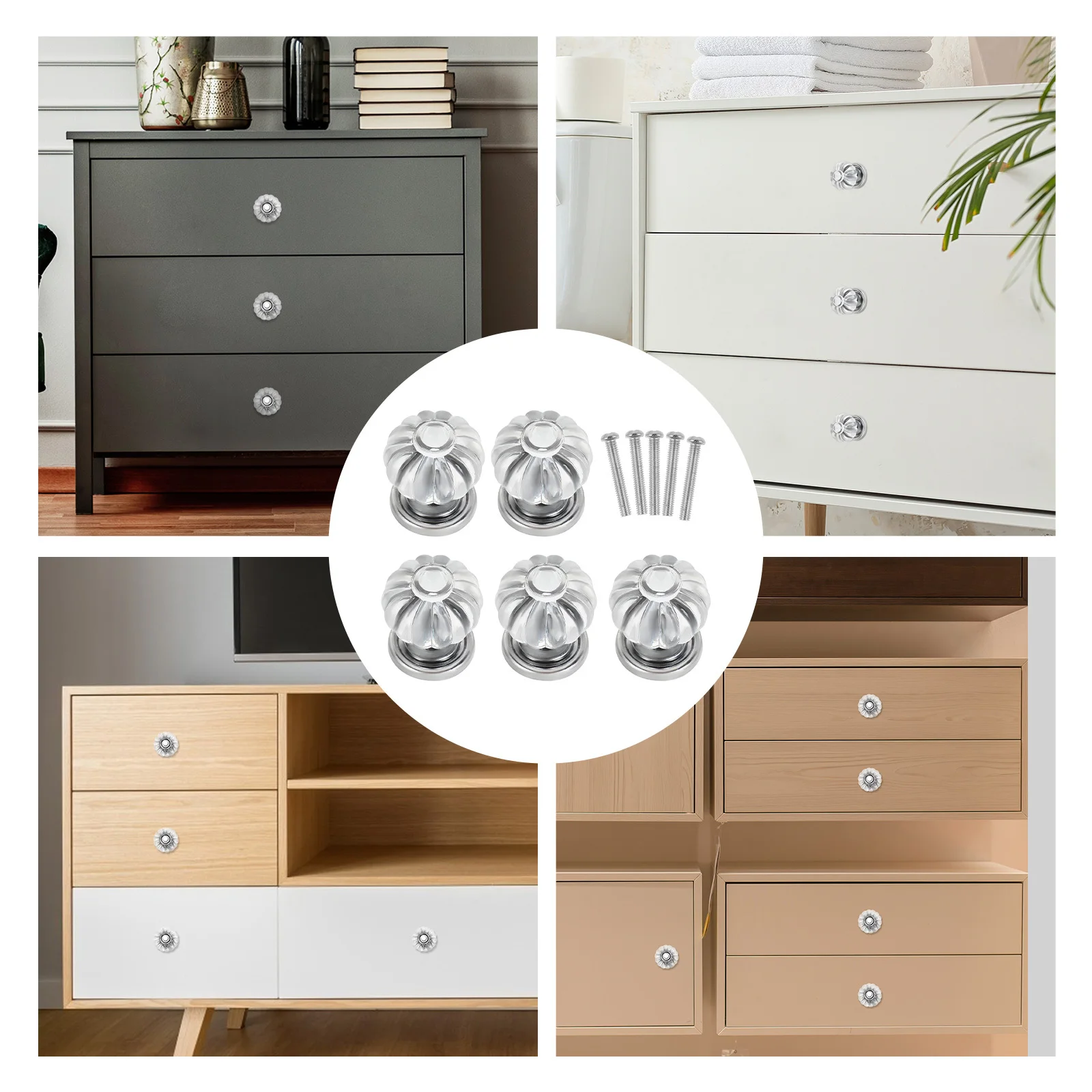 

5Pcs Crystal Clear Cabinet Drawer Knobs Reliable Door Pull Handles for Wardrobes Cupboards Smooth Workmanship Home