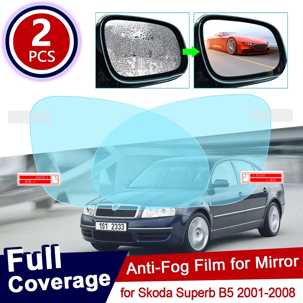 

for Skoda Superb B5 2001~2008 Full Cover Anti Fog Film Rearview Mirror Rainproof Anti-Fog Films Clean Accessories 2005 2006 2007
