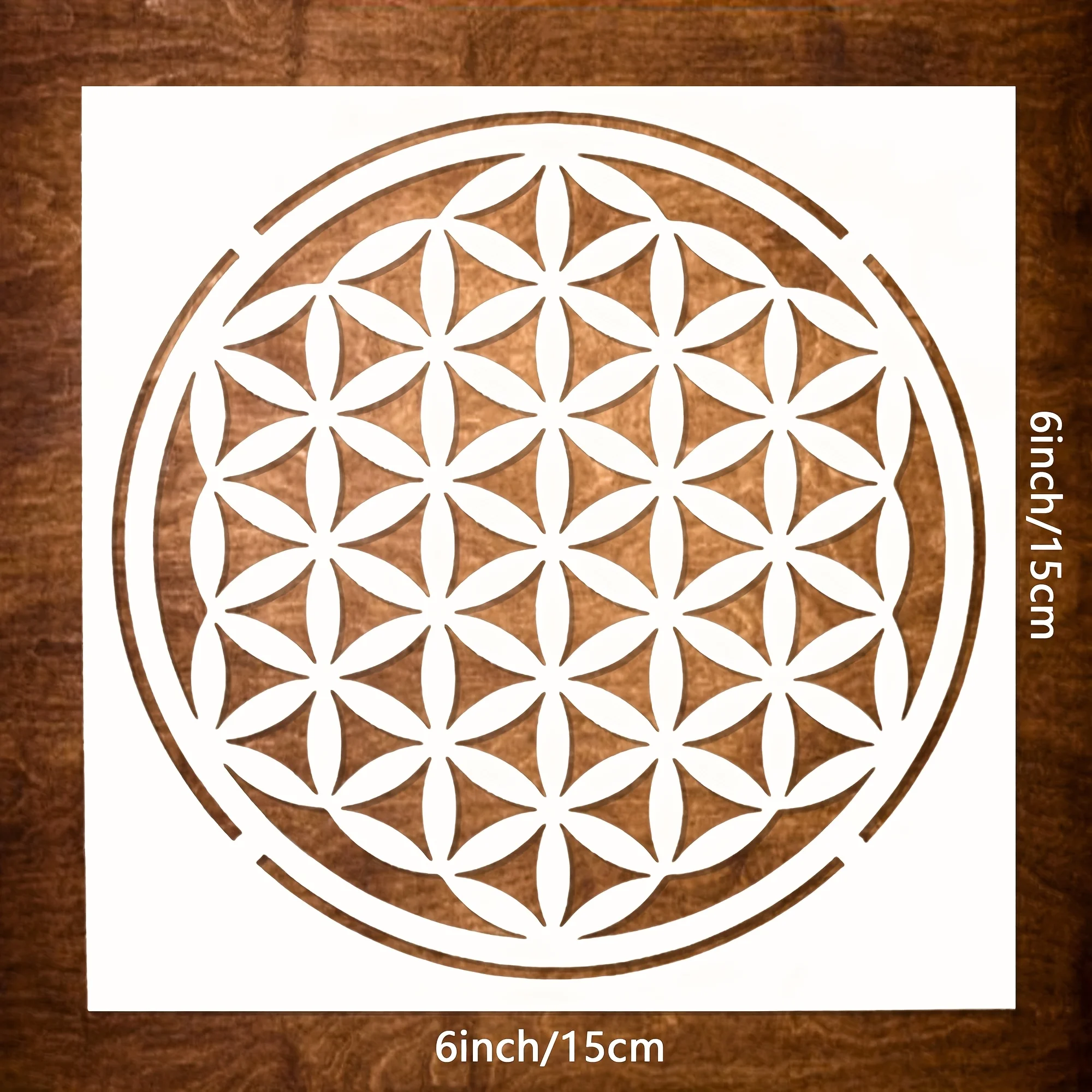 1PC 6x6 Inch Flower of Life Stencil Reusable Sacred Geometry Mandala Painting Template for Wall Wood Fabric Tile DIY Decor