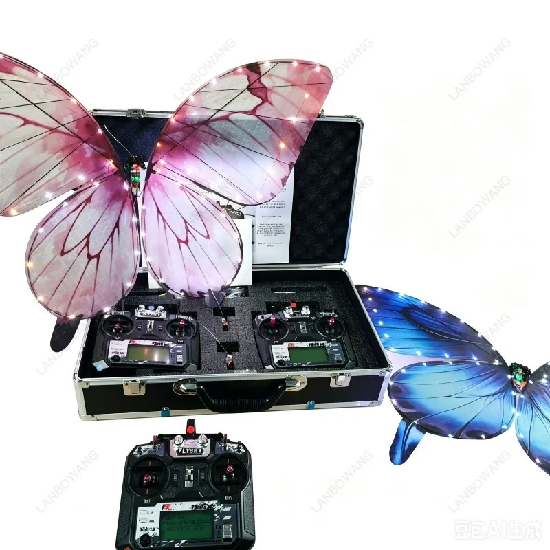 RC Bionic Butterfly Flying Toy with Flapping Wings & Lights, Stage Prop for Wedding Performance, Music Festival, Science Educati
