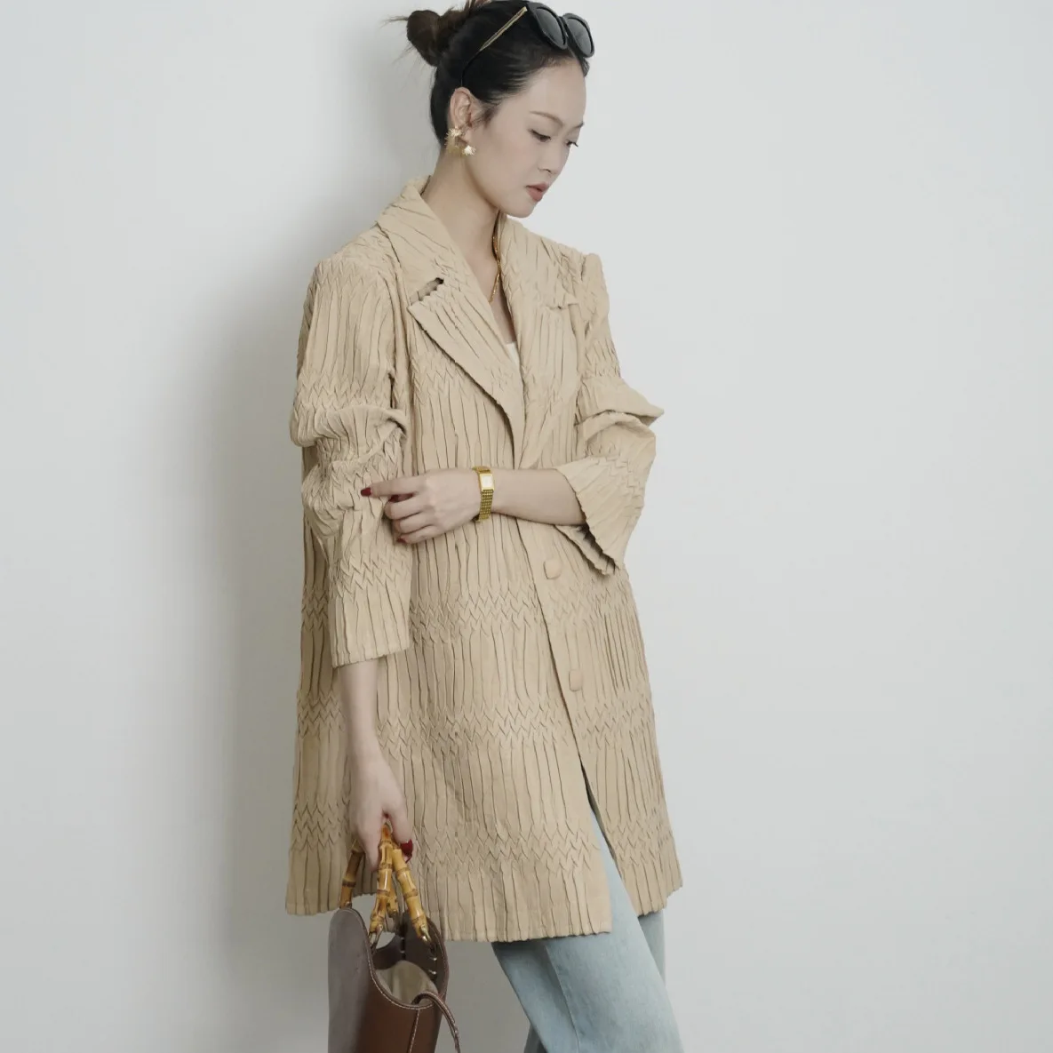 

Miyake Pleated 2025 Autumn and Winter Heavy Hand Pleated Cotton Loose Cotton Clothing Thin Pleated Warm Windbreaker Jacket Women