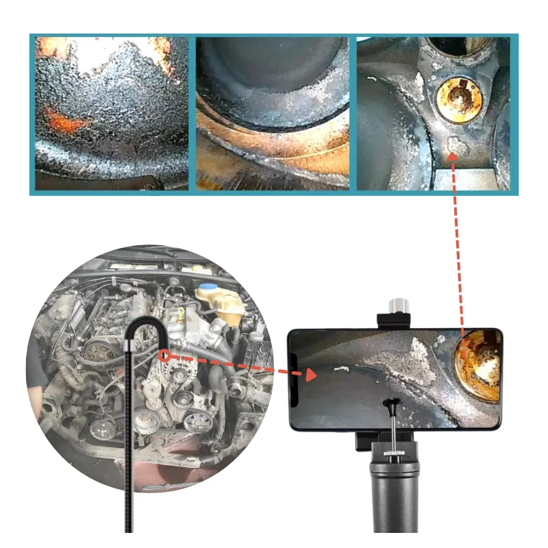 8.5mm Industrial  Endoscope Camera 180 Degree Rotatable Automobile Carbon Deposit Detection, HD Car Pipe Inspection Borescope