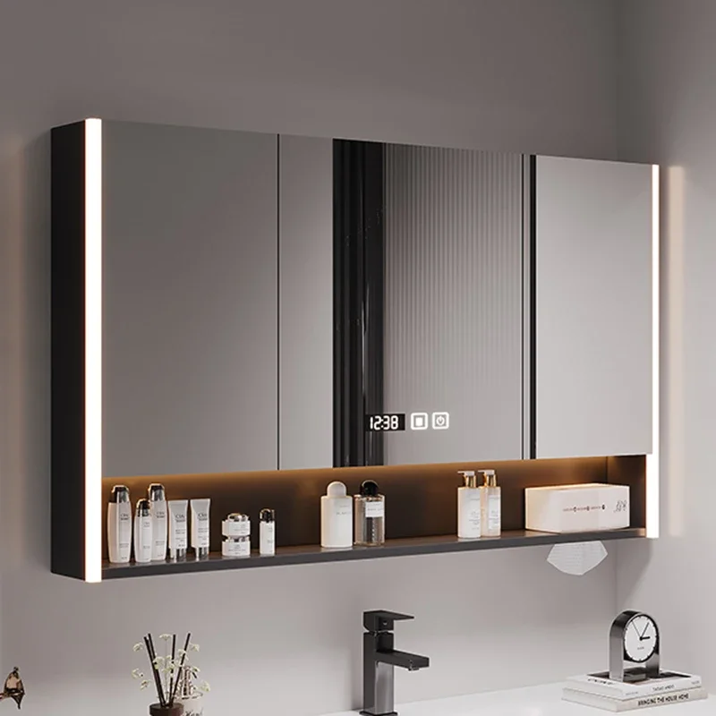 Italian Style Intelligent Bathroom Cabinets Touch Defogging Bathroom Cabinets Wall-mounted Home Furniture Compartiment HBMC