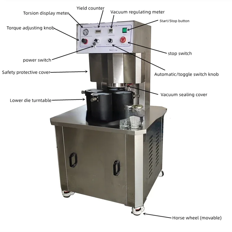 Rotating pneumatic vacuum cover Push Vacuum sealing Food cover Sealing machine Food can Glass bottle