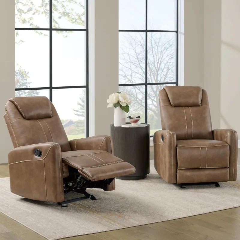 Leather Recliner Chair Faux Reclining Sofa Lazy Boy Glider Rocking Function with Armrest for Living Room Bedroom