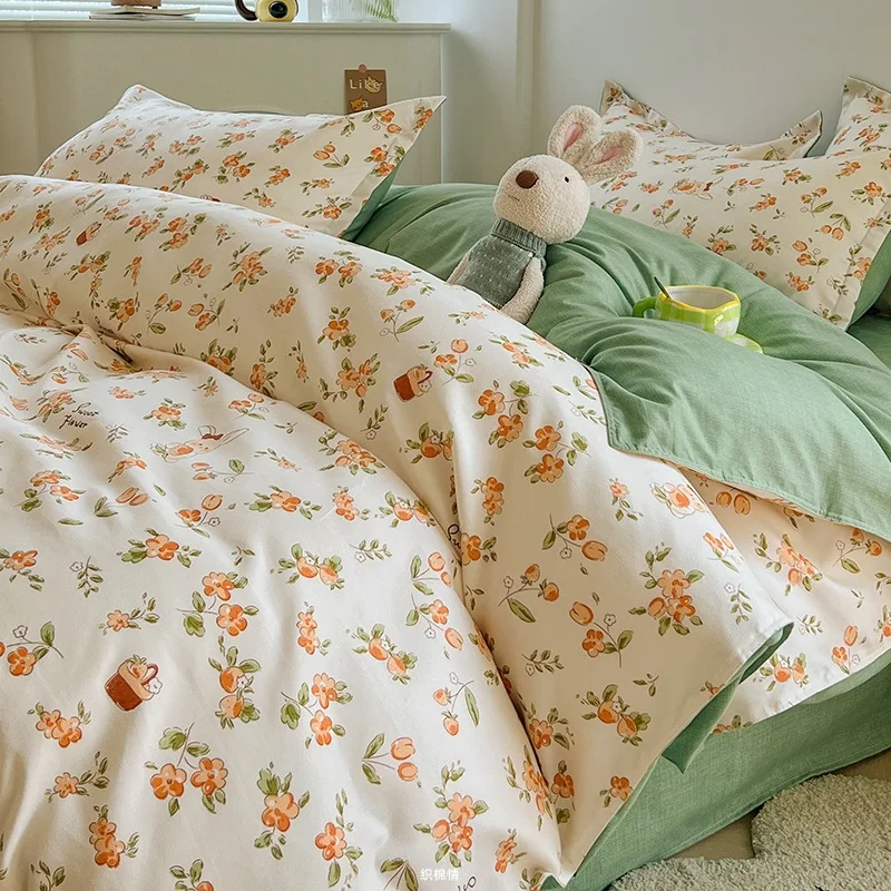 

Полиэстеровый комплект постельного белья с цветочным принтом, уютный комплект для сна в деревенском стиле, всесезонное белье для детей и взрослых