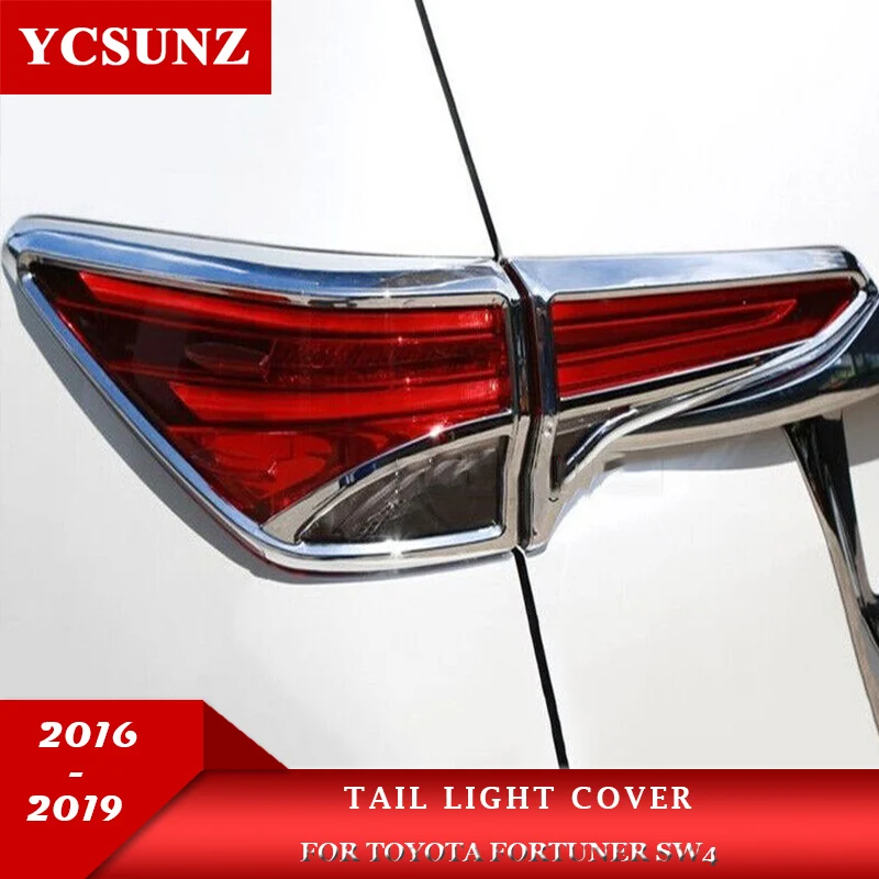 ABS Tail Light Cover For Toyota Fortuner Hilux SW4 2016 2017 2018 2019 Chrome Black Rear Lamp Hood Car Accessories YCSUNZ