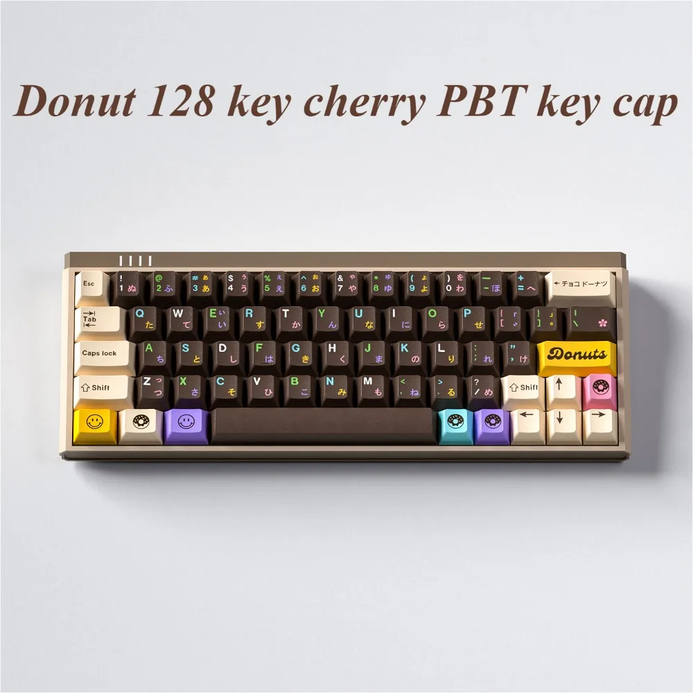 Donut, Keycap 128 Keys, Cherry PBT for 61/64/87/104/108 GMK67 Gaming Mechanical Keyboard