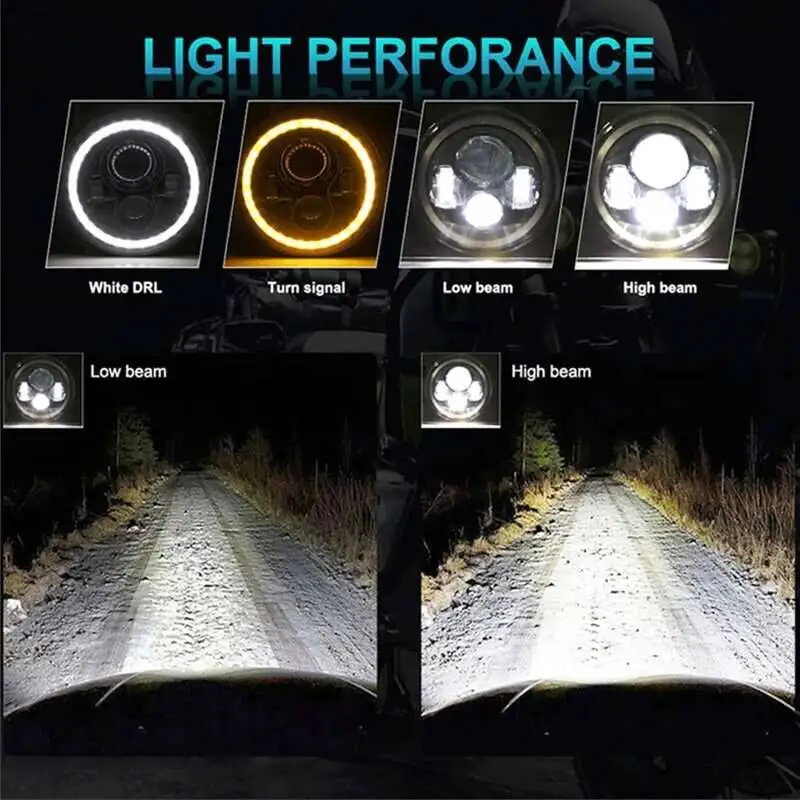 7Inch LED Headlight White Halo Angle Eyes Led Headlamp Hi/Low Turn Signal For Urban 4X4 Suzuki Samurai Jeep Wrangler Off Road