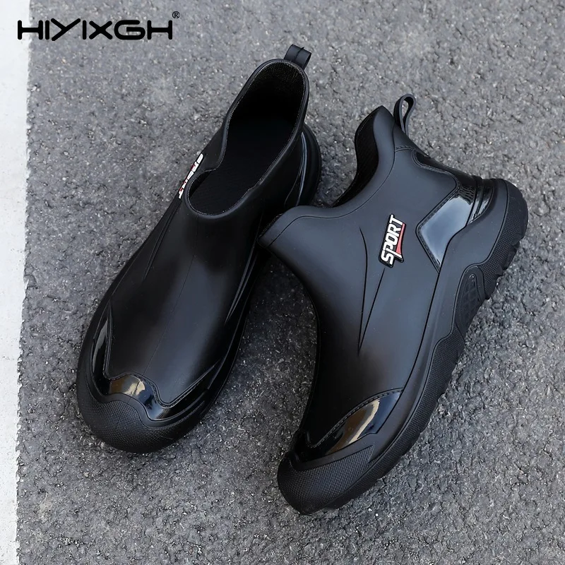 Men's Short Rain Boots Anti-slip Wear-resistant Kitchen Work Rubber Boots Special for Delivery Rider Waterproof Boots