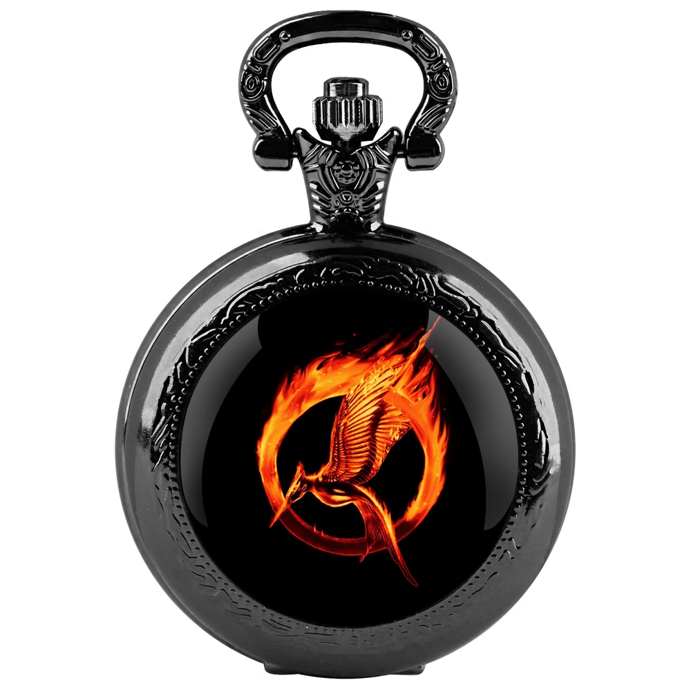 Classic Movie-Themed Glass Dome Quartz Pocket Watch Necklace: Arabic Numeral Dial Unisex Accessory Gift