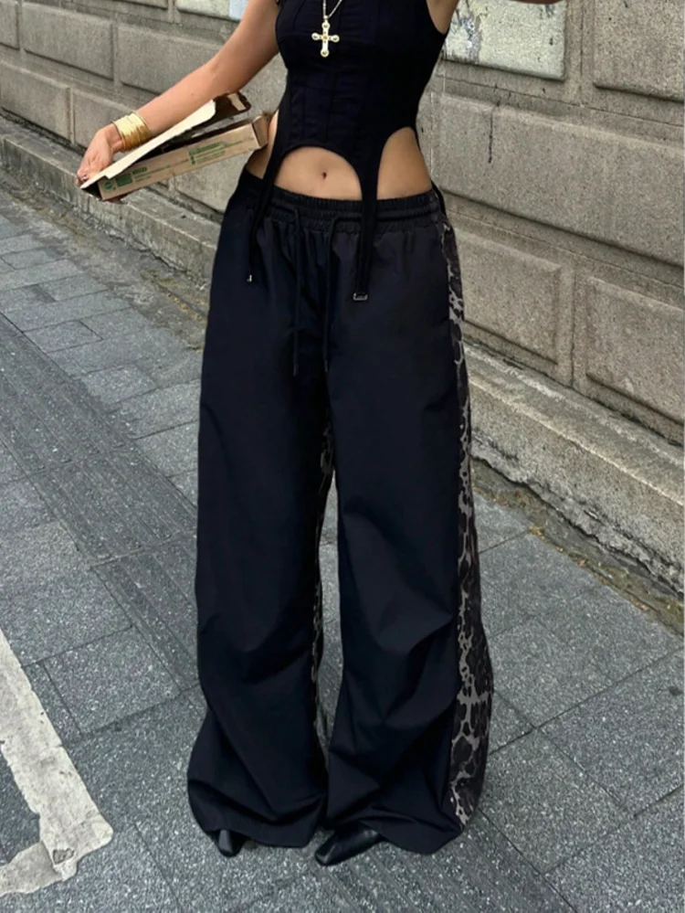 Y2K Camo Sweatpants Unisex High Waist Wide Leg Pants Hip Hop Harajuku Joggers Drawstring Loose Casual Aesthetic Trousers