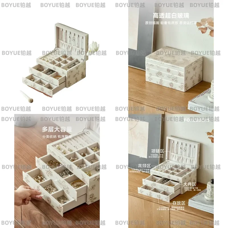Luxury Large Capacity Jewelry Box Organizer for Necklace Bracelet Wedding Gift High End Exquisite Storage Case