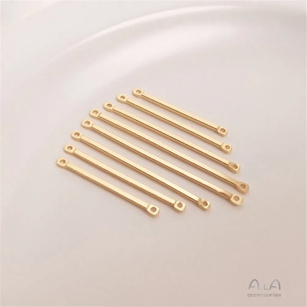 14K gouden accessoires dubbel gat drijfstang rechthoekige buis dubbele hangende DIY handstok oorstok hoofdaccessoires