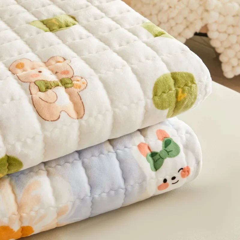 Winter Warm Velvet Mattress Topper Non-slip Bedspread Home Dormitory Fold Thin Tatami Mat Bedsheet Single Double Mattress Cover