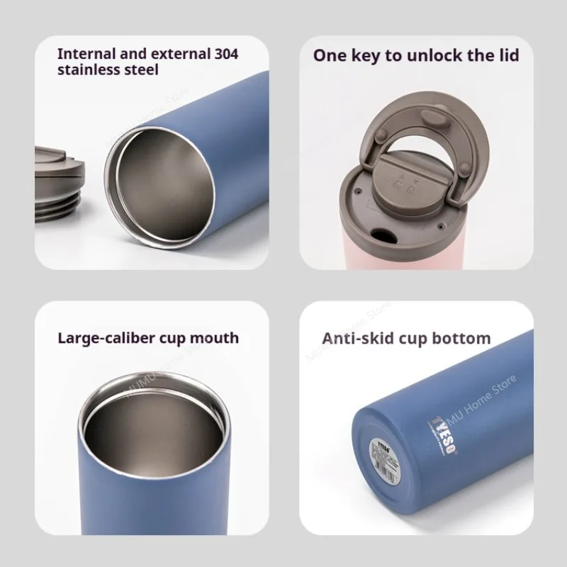 TYESO 360/500 مللي كوب سفر معزول من الفولاذ المقاوم للصدأ يحافظ على البرد والحرارة كوب حراري للسفر فنجان قهوة قوارير مفرغة مانعة للتسرب