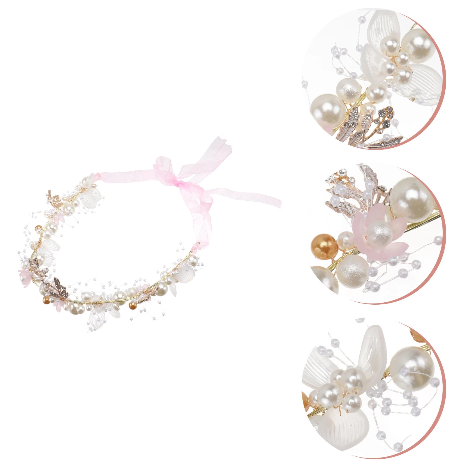 

1Pcs Party Garland for Kid Pearl Headband Rhinestone Flower Garland Performance Wreath Floral Children Accessory