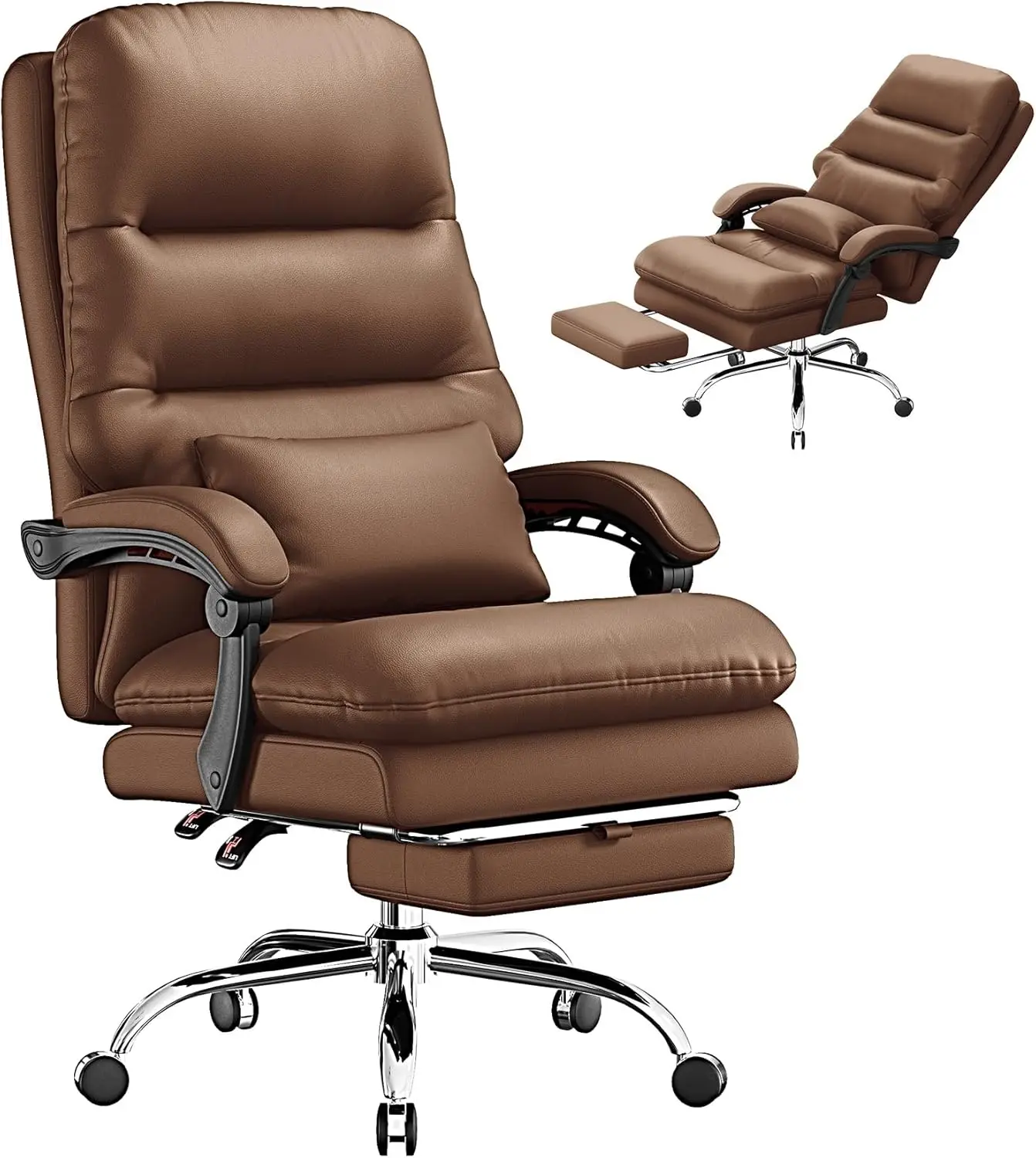 

Ergonomic office chair, 400LBS PU leather computer chair, administrative office chair with footrest and lumbar pillow