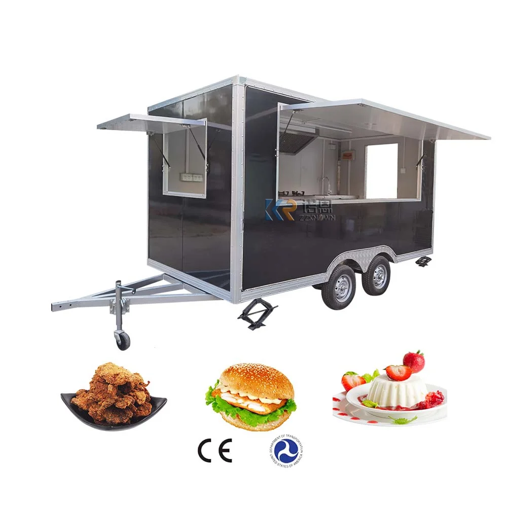 12ft Commercial Food Van Concession Street Mobile Food Truck Cart Fast Food Trailer For Sale Use Europe