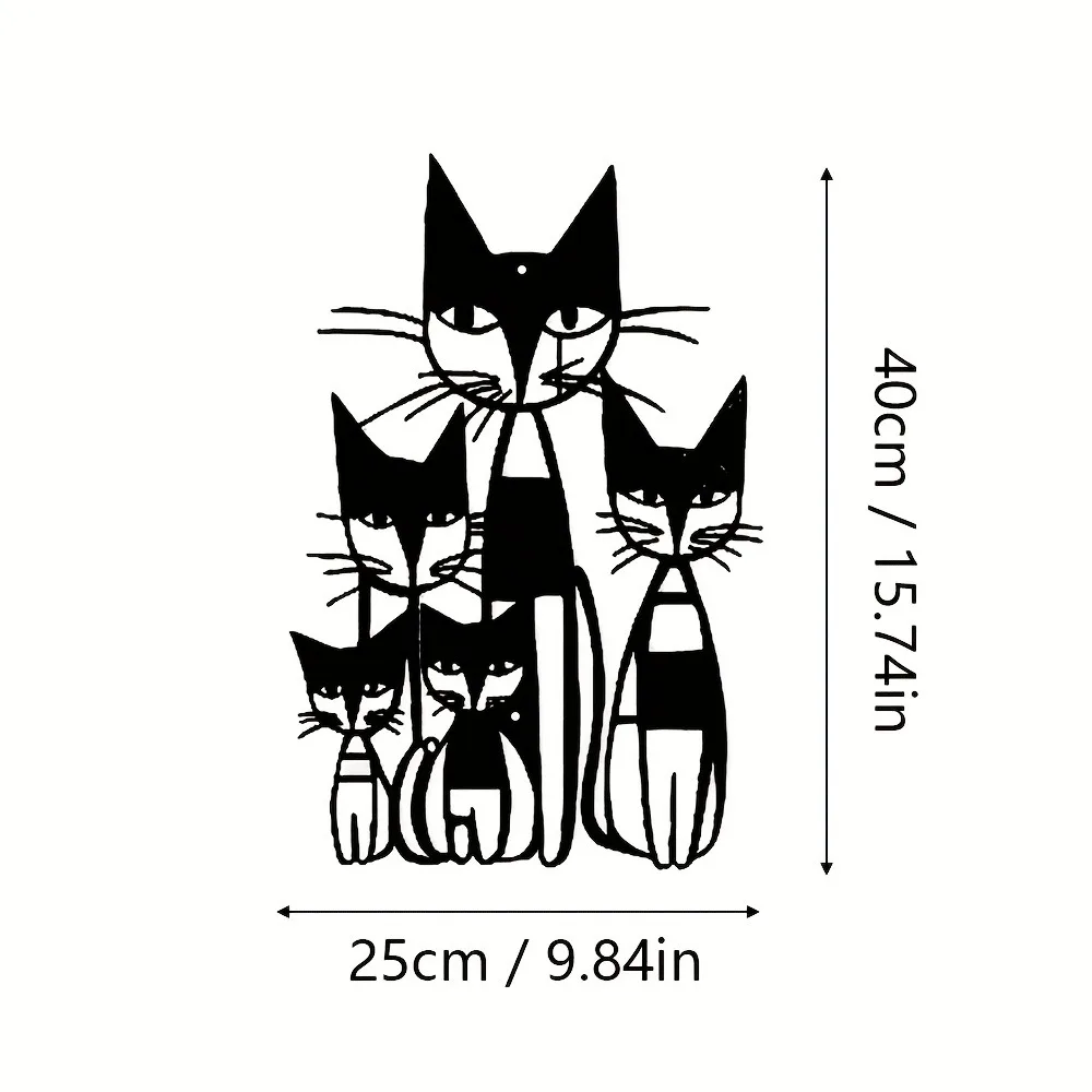 CIFBUY Iron Wall Art Cute Cat Family Metal Sculpture Hanging Plaque Rustproof Home Decor Ornament
