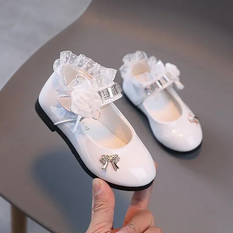 Baby Leather Princess Shoes, Soft Soled, Crianças, Crianças, Meninas, Estudantes, Primavera, Outono