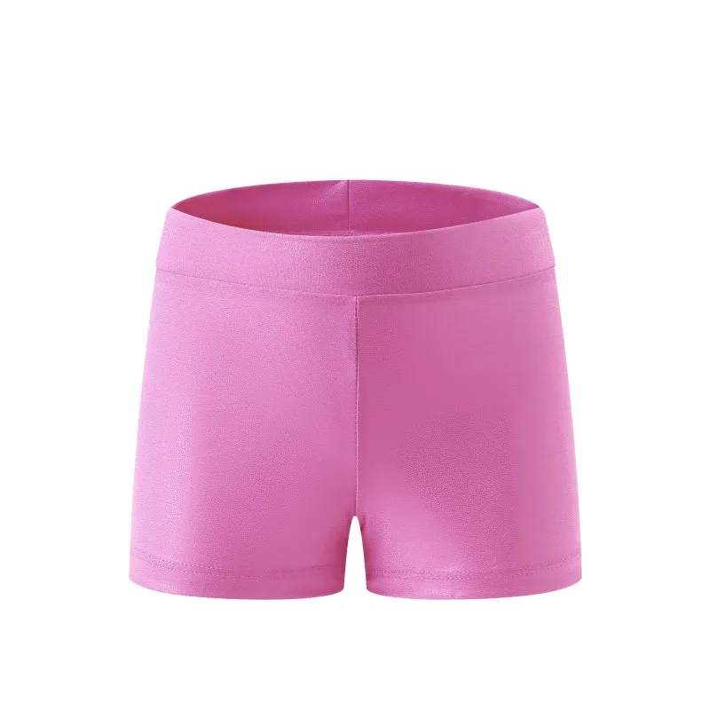 Girls Dance Shorts Pants Kids High Waist  Solid Color Shorts Children Elastic Shiny Gymnastic Dancewear Sports Short Trousers