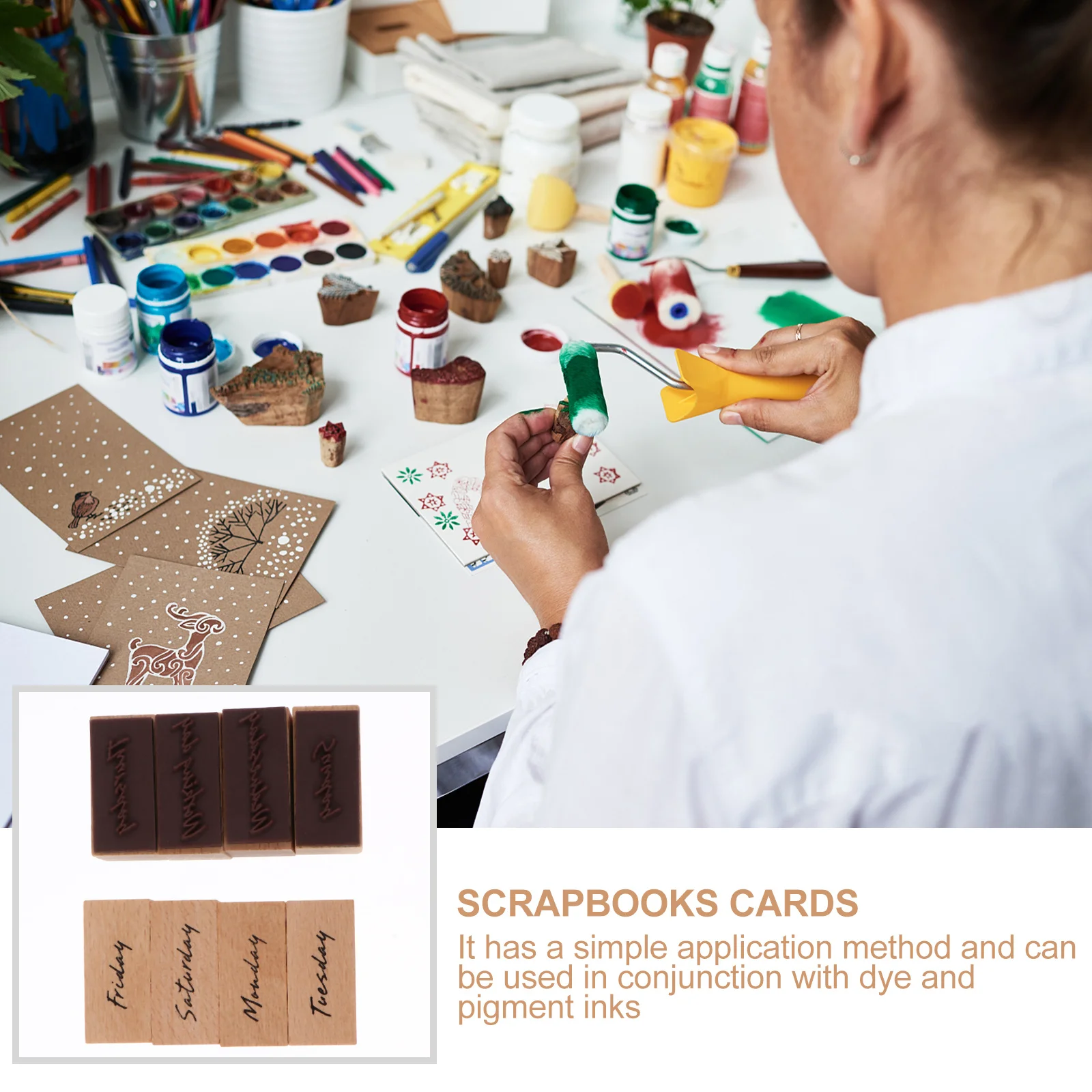 

1Set Wooden Week Stamps DIY Creative Scrapbooking Seals for Cards Envelopes Diary Craft Decor DIY Stamps Week Wooden Stamp