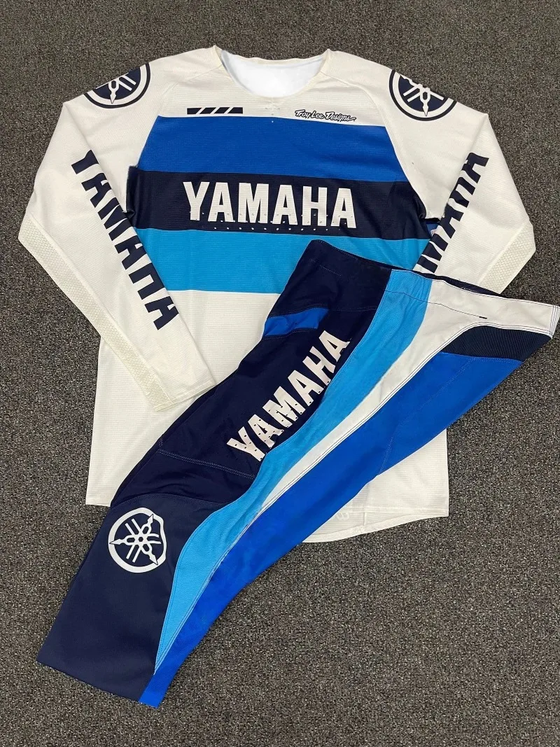 

Summer 2026 Yamaha Fashion Trend Blue and White Long Sleeved Pants Set for Men Women Sun Protection Motocross Riding Sportswear