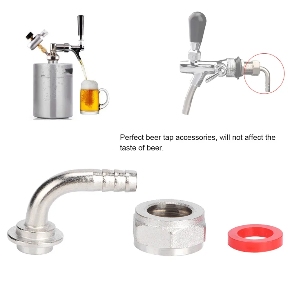 Durable Hex Nut Beer Line Connector Kit Barb Connector Keg Coupler Fitting Tailpiece Elbow Nut Gasket Set Kegerator System