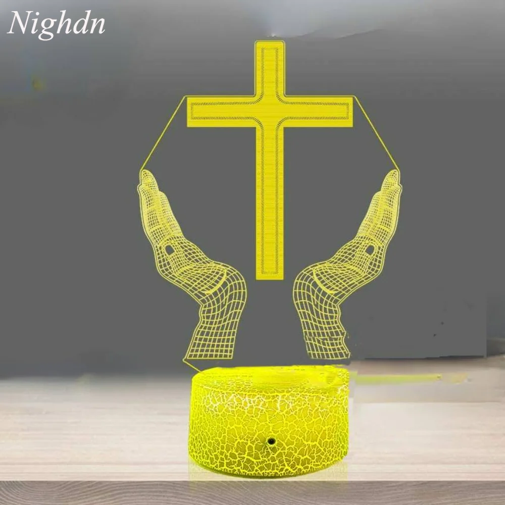 

Nighdn Christian Gifts Jesus Cross Lamp LED Night Light for Kids Bedroom Decoration Sleeping Bedside Lamp Acrylic USB Nightlight