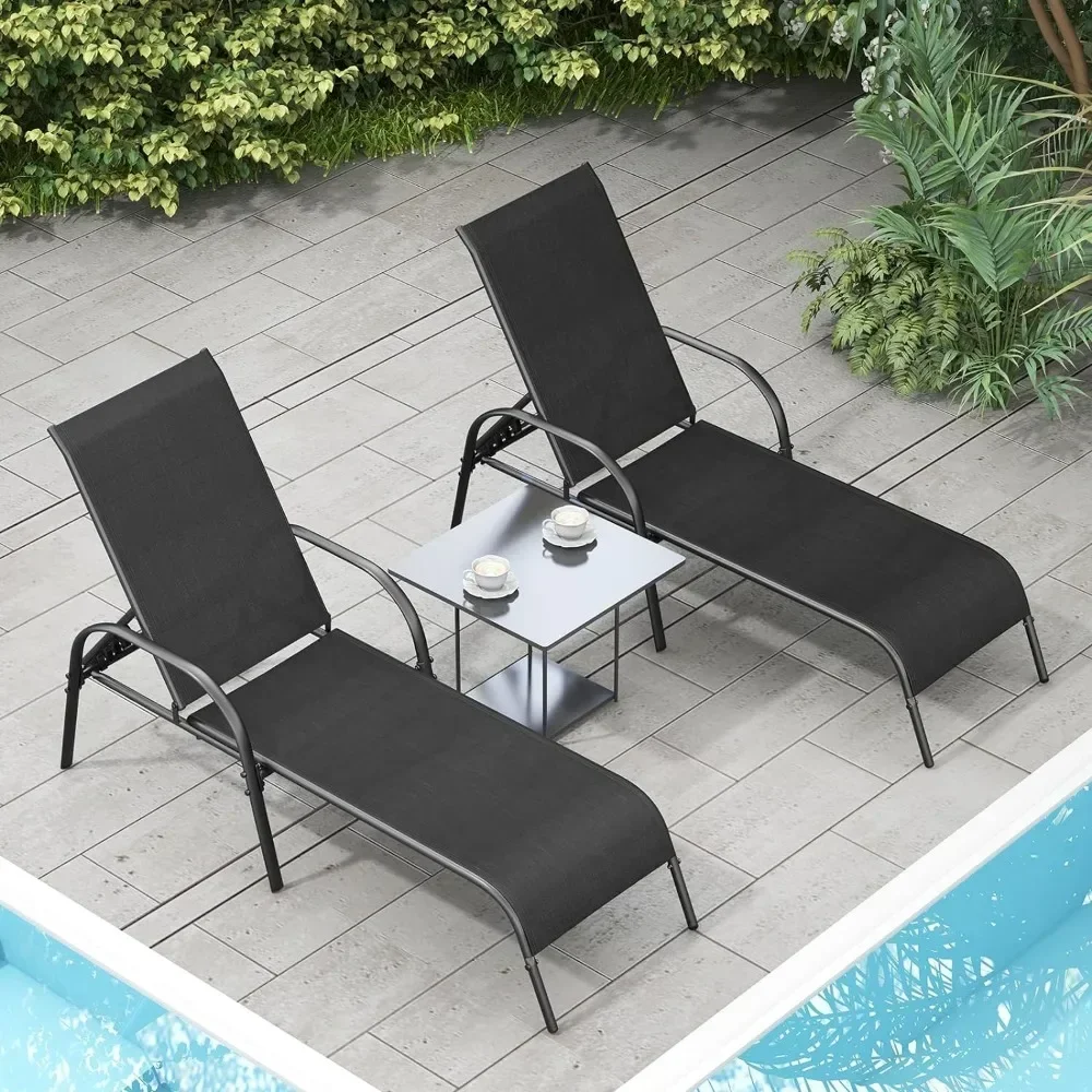 l Chaise Longue D'extérieur Avec Dossier Réglable, Fauteuil Inclinable Solide Pour Le Soleil L