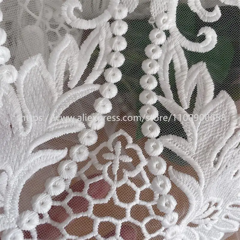 Off-White 3D Bridal Lace Fabric, Wedding Dress, Net Yarn, Embroidery, Exquisite Lace, Flower Fabric, RS4024