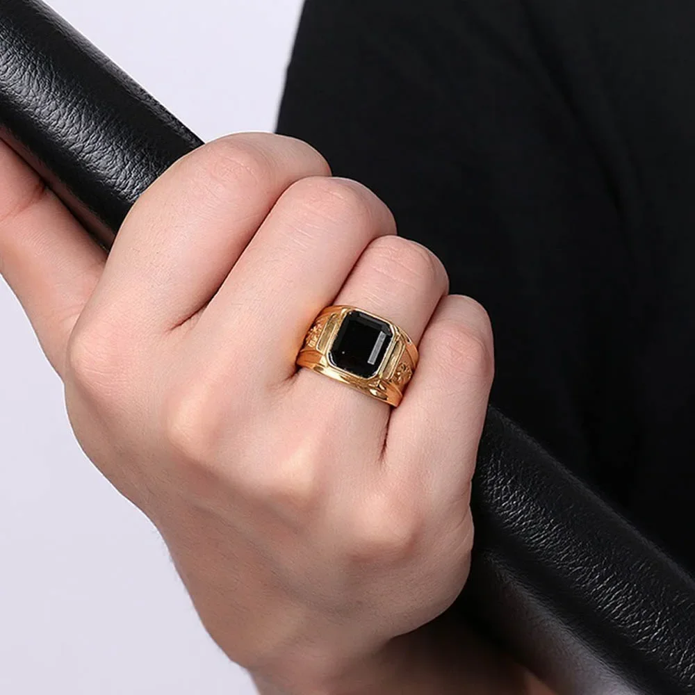 Punk Hip Hop High Quality Charm Big Gemstone Ring Men Women Fashion Stainless Steel Dragon Ring Jewelry Dropshipping Wholesale