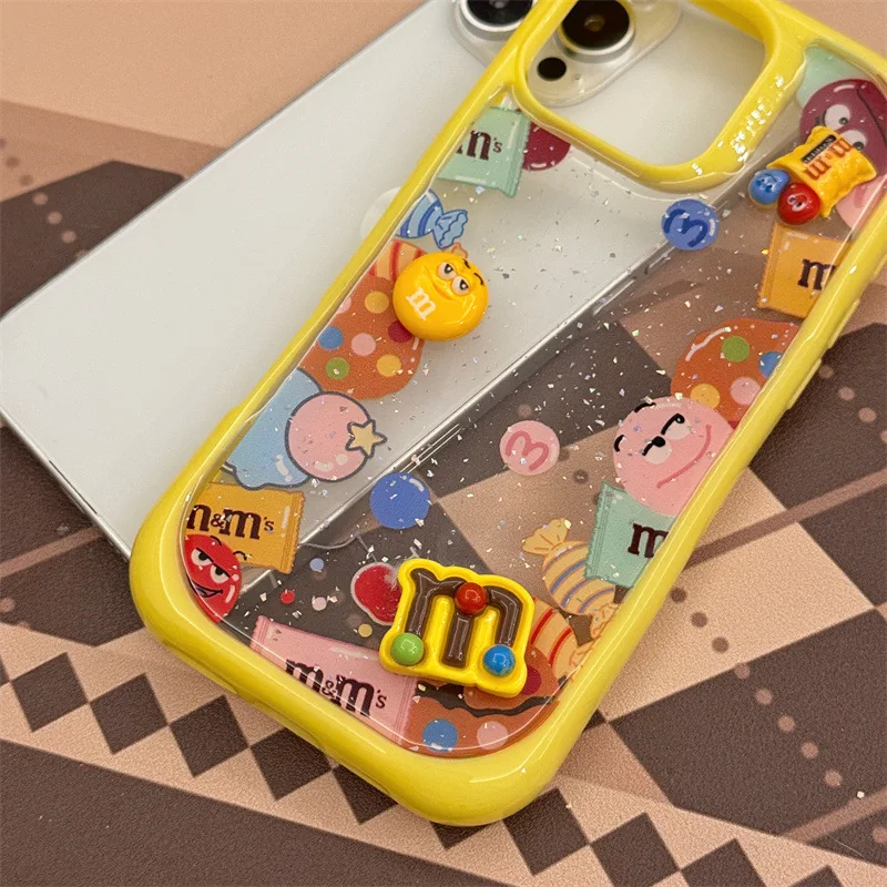 الكورية ثلاثية الأبعاد الكرتون الشوكولاته بريق قطرة الغراء قضية الهاتف آيفون 16 15 14 13 برو ماكس شفافة للصدمات الغطاء الواقي #6