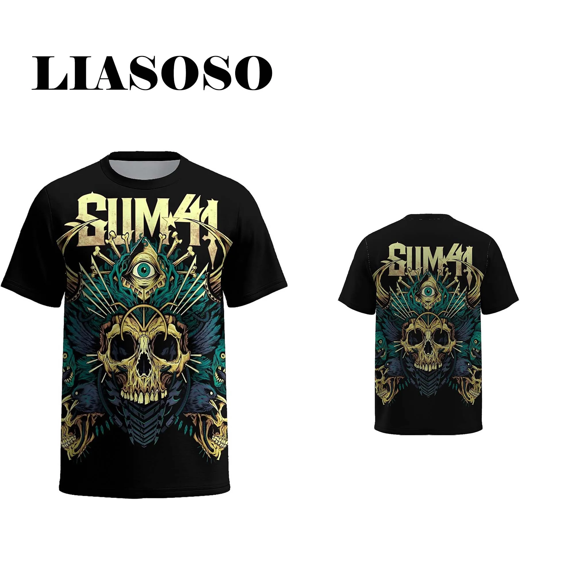 

LIASOSO New 3D Printed Tshirt SUM 41 Band T-Shirt Harajuku Tops Summer Short Sleeve Hip Hop Style for Men & Women Casual Wear