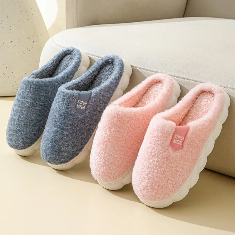 Winter katoenen pantoffels voor dames Indoor Slippers Thuisgebruik Antislip schoenen met dikke zolen Heren pluche pantoffels