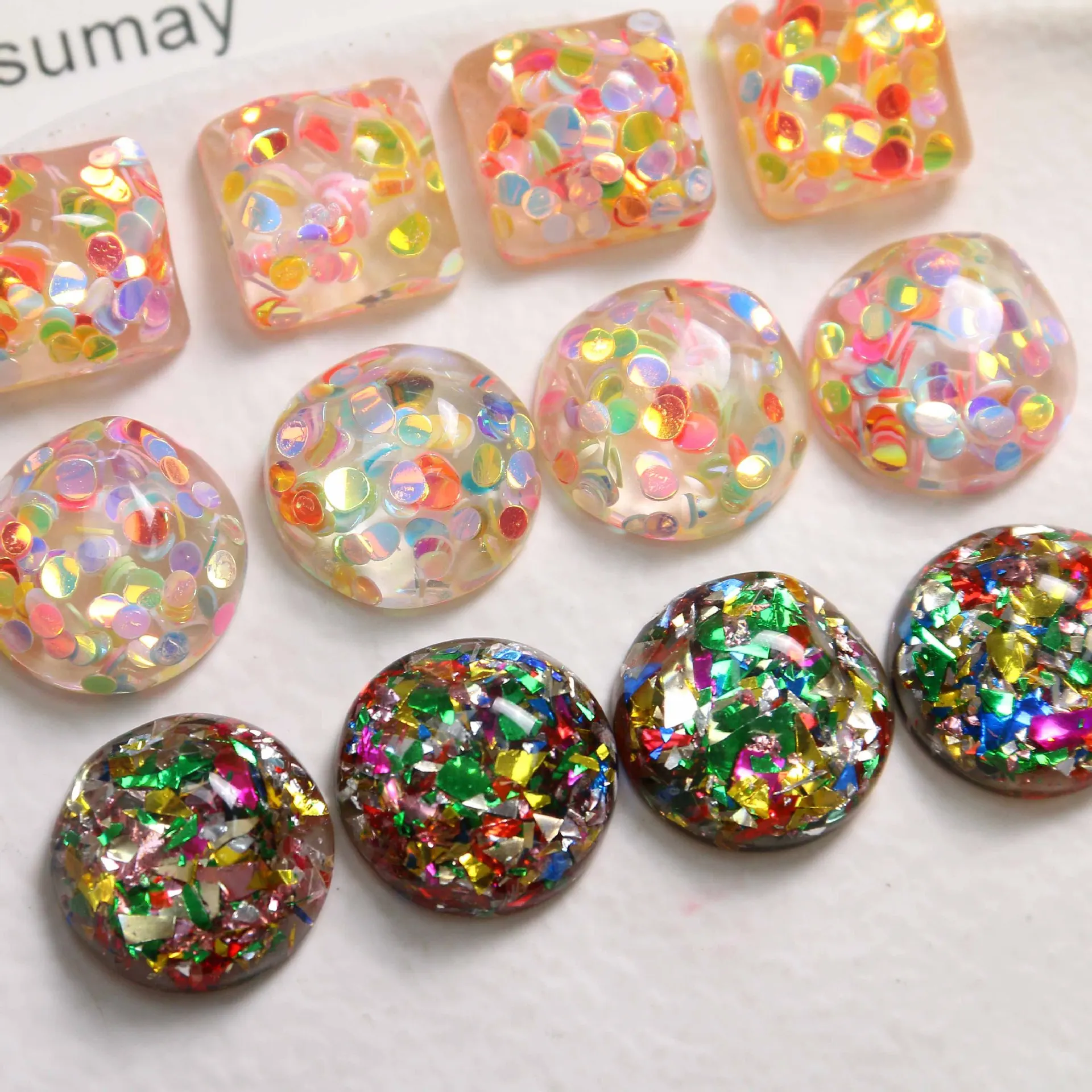 5pcs Fariy Transparent Sequins Resin Flatback for Jewelry Making DIY Earring Material Headwear Charms Scrapbooking Embellishment