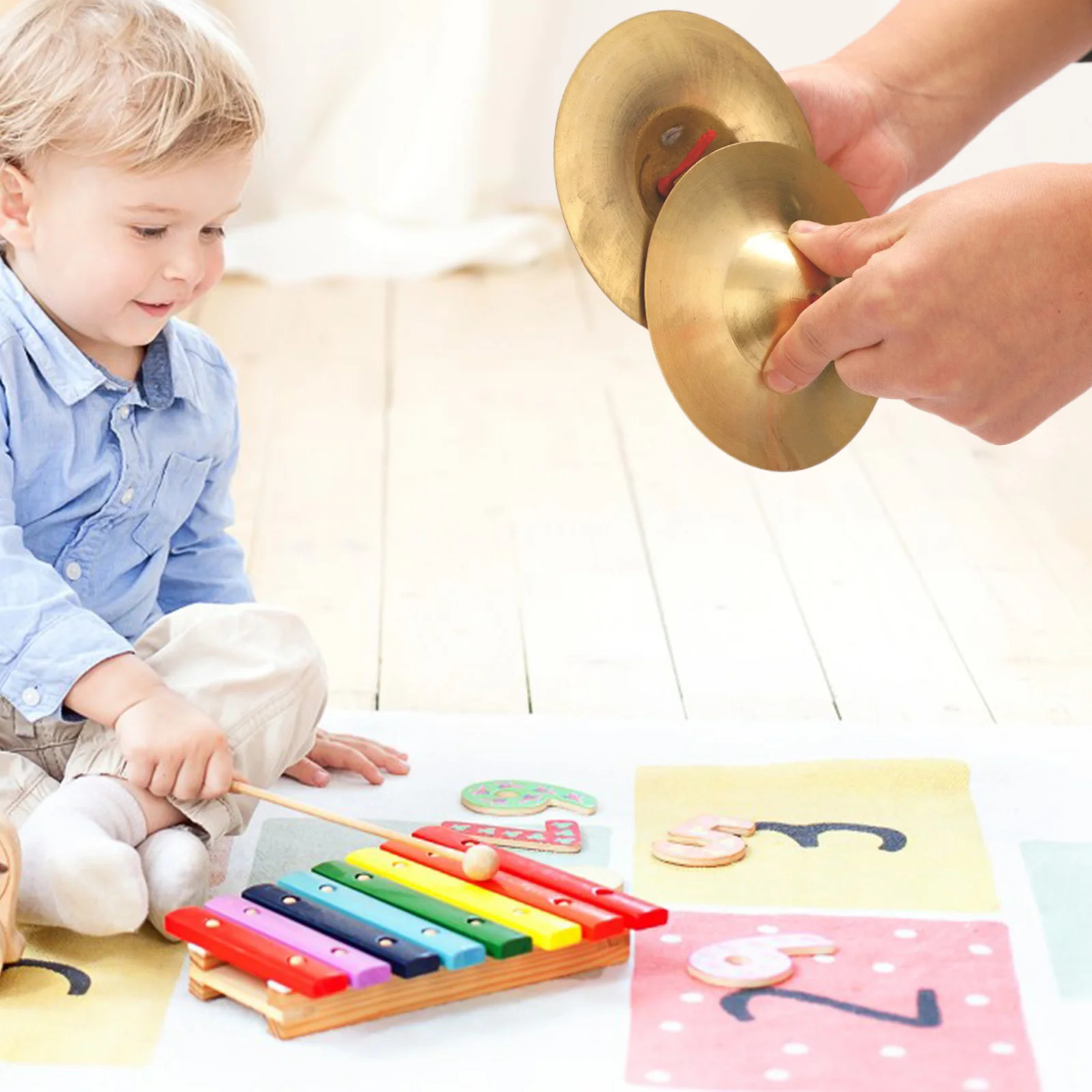 

Portable Copper Cymbals Golden Dancing Party Prop Small Finger Toys Children Plaything Alloy H Cymbals Kids Musical Instrument
