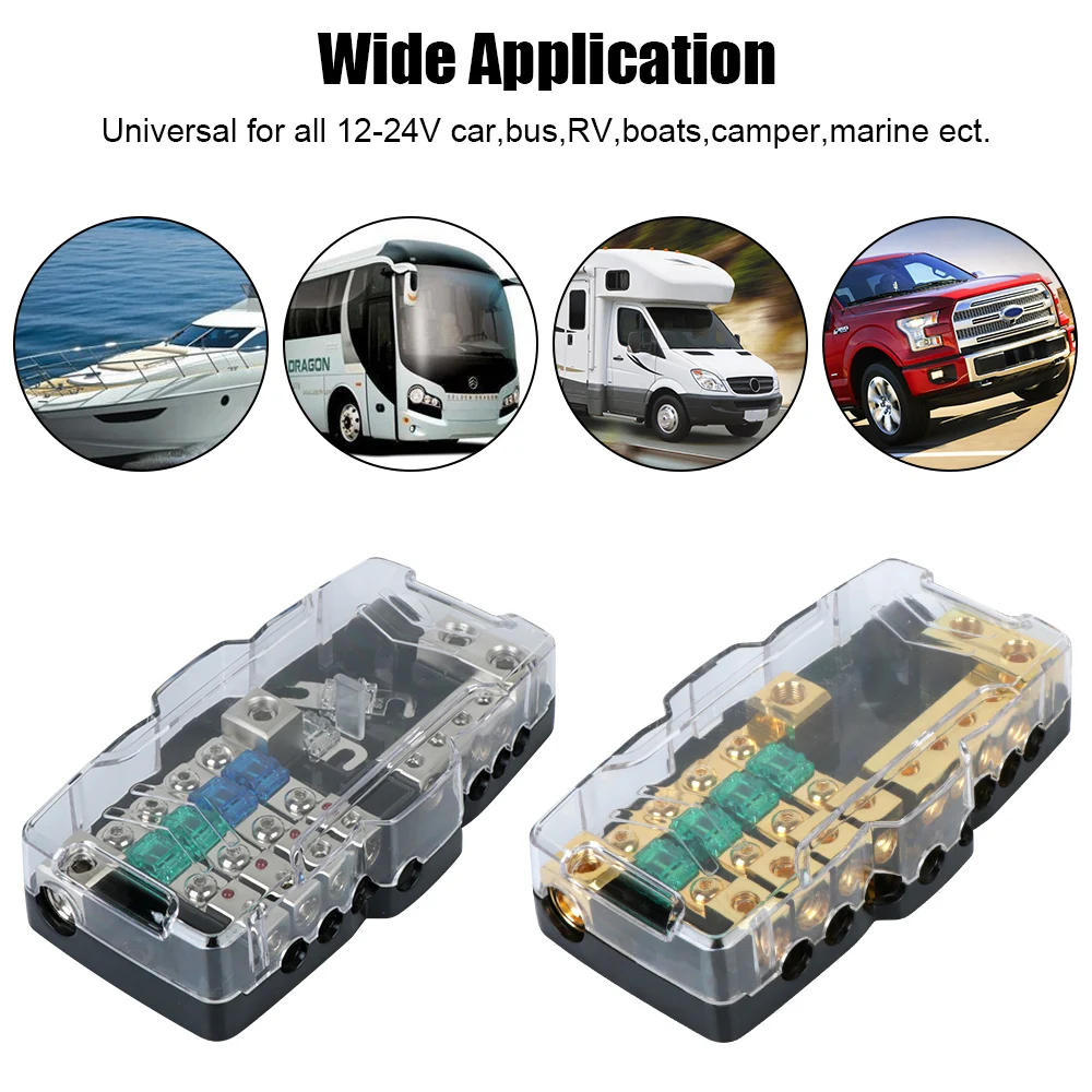 Distribution Fuses Box Block Multi-functional LED Car Audio Stereo Fuse Holder for Power Splitting 12V-24V For Car RV Camper