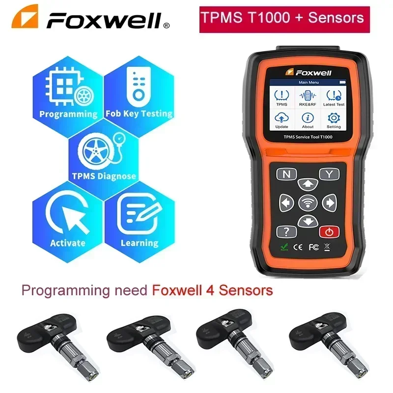 Best Foxwell T1000 TPMS Tool TPMS Sensors Programming Activate Check RF Key FOB Tire Pressure Monitoring System Auto Tester