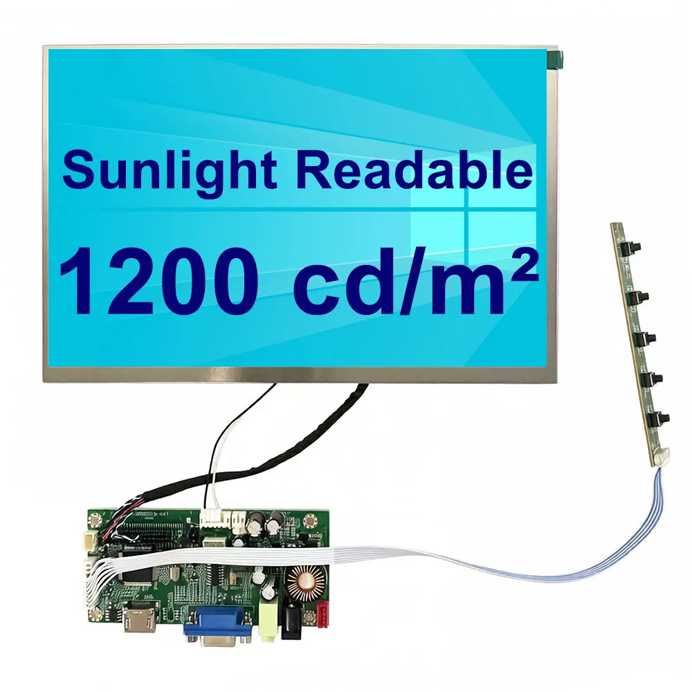 Sunlight Readable Display 10.1 Inch 1280x800 1200 Nits High Luminance Display IPS Automotive Outdoor Project Touch Screen