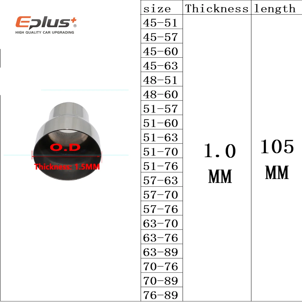 Universal Stainless Steel Straight Adapter Reducer Car Motorcycle Exhaust Muffler Pipeline Welded Pipe Multiple Sizes Available image 2